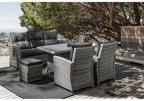 Sivá záhradná lounge súprava z umelého ratanu pre 6 Ariel – Bizzotto