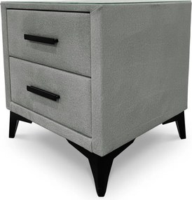 Nočný stolík s 2 zásuvkami Joy, svetlo šedá látka