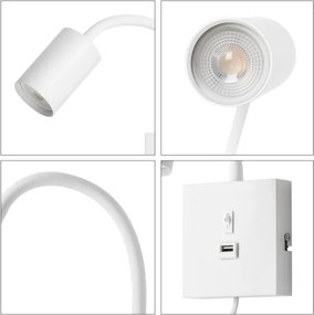 Immax 08296L - Nástenné svietidlo s USB PUNTO 1xGU10/9W/230V biele