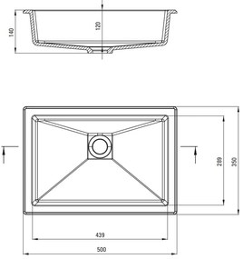Deante Correo, granitové umývadlo 500x350x140 mm, čierna matná, DEA-CQR_NU5U