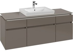 VILLEROY &amp; BOCH Legato závesná skrinka pod umývadlo (umývadlo v strede), 5 zásuviek, 1400 x 500 x 550 mm, Truffle Grey, B68500VG