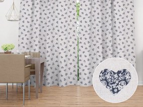 Biante Dekoračný záves Leona LN-135 Čierne srdiečka na režnom 130x250 cm