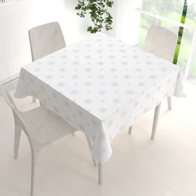 Biante Teflónový štvorcový obrus TF-102 Vianočné béžové vločky na bielom 50x50 cm