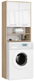 Kúpeľňová skrinka nad práčku FIN 2D dub sonoma / biela, lesk