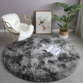 Protišmykový koberec SHAGGY ombré, sivý kruh