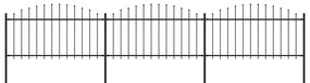 Záhradný plot s hrotmi, oceľ (1,25-1,5)x5,1 m, čierny