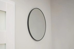 Okrúhle zrkadlo čierny rám  70 cm