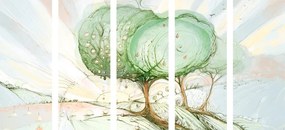 5-dielny obraz rozprávkové pastelové stromy