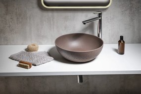 Sapho Sapho, FORMIGO betónové umývadlo na dosku, priemer 39cm, tmavo hnedá, FG315