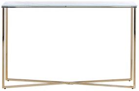 Konzolový stolík s mramorovým vzhľadom biela/zlatá ROYSE Beliani