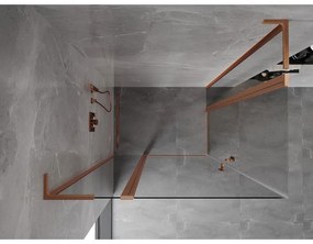 Mexen, Mexen Mist L Duo sklápací sprchový kút 115 x 105 cm, transparentný, brúsená meď - 8A4L-115-105-65-00