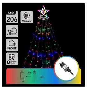 Aigostar - LED RGBY Vonkajšia vianočná dekorácia 206xLED/6W/230V 2m IP44