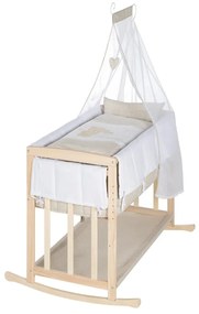 Kolíska v prírodnej farbe s úložným priestorom a baldachýnom 90x45 cm Liebhabär – Roba