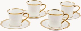 Porcelánové šálky na kávu's podšálkami Golden, 4 ks