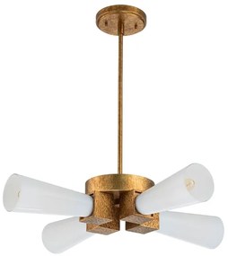 Elstead KRISTY-4P-DG-OPAL - Luster na tyči KRISTY 4xE27/40W/230V medený