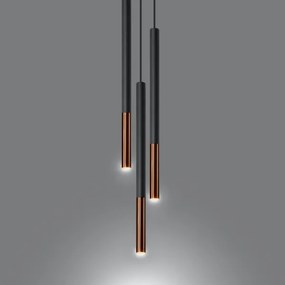 Luster na lanku MOSAIC 3xG9/12W/230V čierna/meď