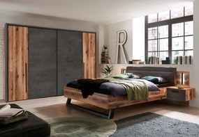 Šatníková skriňa Sarnia, 312 cm, zrubová dosky / tmavý betón