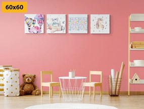 Set obrazov pre deti v pastelových farbách - 4x 40x40