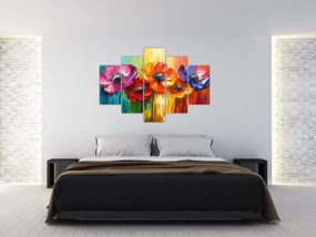 Obraz - Päť pestrofarebných kvetov (150x105 cm)