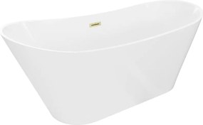Mexen Dora, voľne stojaca vaňa 150 x 75 cm, biela, zlatý matný prepad, 52071507500-55