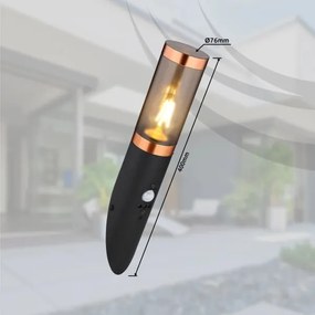 Globo 3157BCS-Vonkajšie nás. sviet. so senzo. BOSTON 1xE27/15W/230V IP44 čierna/meď