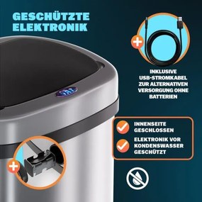 Bezdotykový Jumbo koš 50l strieborná