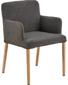 Sivé čalúnené jedálenské kreslo s podrúčkami Zoe – Actona