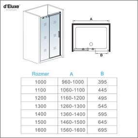 D‘Eluxe - SPRCHOVÉ DVERE - Sprchové dvere RUNNER RU5N 100-10xcm sprchové dvere posuvné číre 6 chróm univerzálna - ľavá/pravá 140 195 140x195