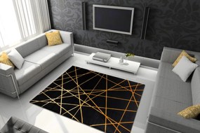 Dywany Łuszczów Kusový koberec Gloss 406C 86 geometric black/gold - 280x370 cm