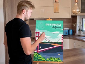 Gario Diamantové maľovanie San Francisco, Spojené štáty Rozmery: 80 x 120 cm, Rámovanie: Iba zrolované plátno, Diamanty: Štvorcové