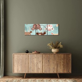 Obraz - Veselí medvedíci (s hodinami) (90x30 cm)