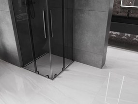 Mexen Velar L Duo, sprchový kút s posuvnými dverami 80 x 80 cm, 8mm šedé sklo, brúsený grafit, 871-080-080-02-43-95