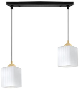 Závesné svietidlo Riffle Square, 2x biele sklenené tienidlo, b/g