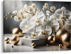 Obraz - Orchidea a zlaté gule (70x50 cm)