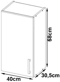 Kuchynská závesná skrinka Š 40 cm D1 Artus biela/sonoma