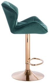 LuxuryForm DESIGN Barová stolička MILANO VELUR na zlatom tanieri - zelená