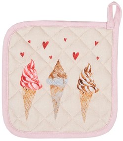 Béžová bavlnená detská chňapka - podložka so zmrzlinou Frosty And Sweet - 20*20 cm