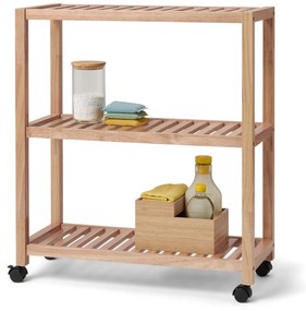 Regál z masívneho dreva s kolieskami