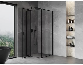 Mexen Mist T, sprchový kút s krídlovými dverami, ľavý, 80 x 80 cm, 8mm číre sklo, čierny profil, 8A4T-080-080-70-70-L