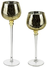 Skleněný svícen DONNA 25 cm zlatý