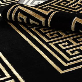 Dywany Łuszczów, Kusový koberec Allure 1968 black/gold, 160x220, čierna, kancelária
