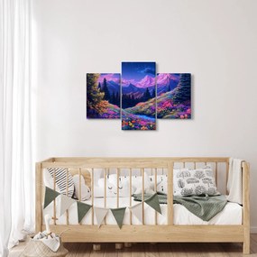 Obraz - Fialová krajina pri úplnku (90x60 cm)