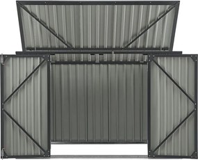 Kovový prístrešok, 3 popolnice, výklopné veko, 200×105×128cm