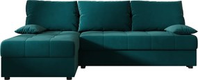 Rozkladacia obojstranná sedacia súprava do L VENORIA SLIM 200x143 cm, petrolejová + 2 vankúšiky ZDARMA