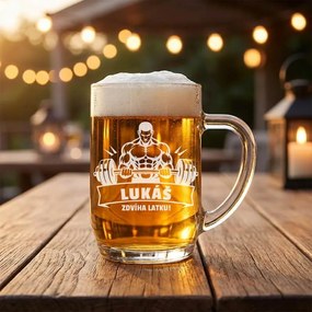 Pieskovaný polliter na pivo Zdvíha latku