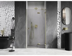 Mexen, Mexen Lunar pravé otočné sprchové dvere 125 cm, transparentné, zlaté - 834-125-000-50-00-P