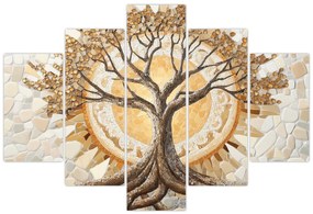 Obraz – Zlatý strom života v mozaike (150x105 cm)