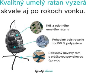 Závesné kreslo MOLINE so stojanom, čierne