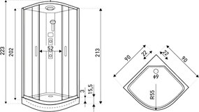 Novoterm Hydromasážny box NV-Orion 90x90 biely