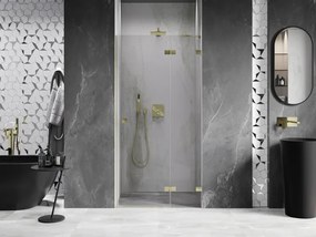 Mexen, Mexen Lunar pravé otočné sprchové dvere 75 cm, transparentné, brúsené zlaté - 834-075-000-55-00-P
